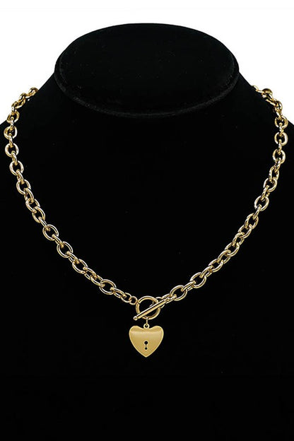 Stainless Heart Toggle Necklace