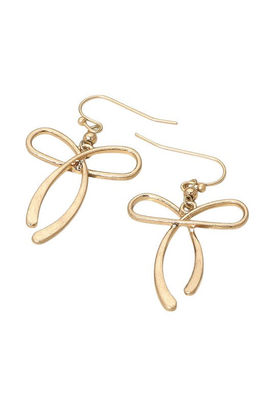 Metal Bow Dangle Earrings