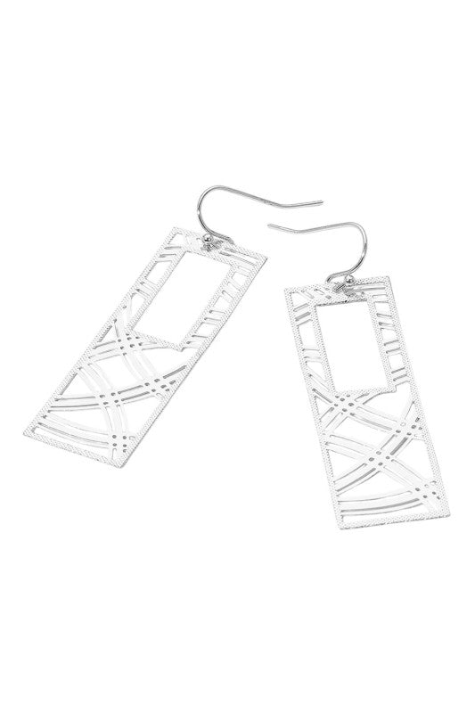 Geometric Rectangle Cutout Dangle Earrings