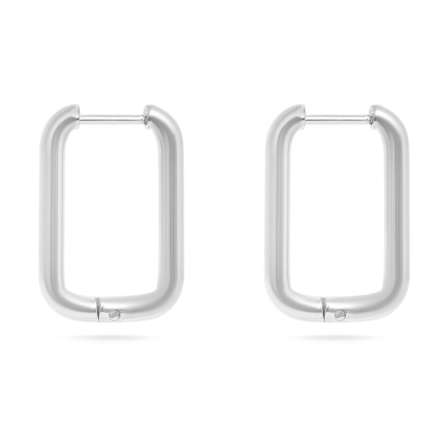 18K Gold Rounded Rectangle Everyday Huggie Earrings