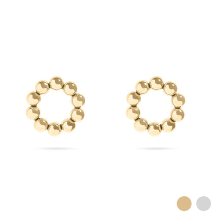 18K Gold Stainless Steel Circle Ball Stud Earrings
