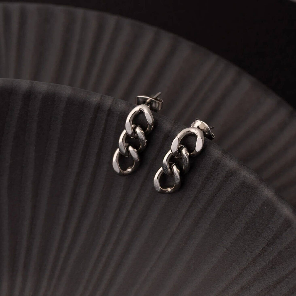 Curb Chain Dangle Earrings 18K Gold PVD Stainless Steel