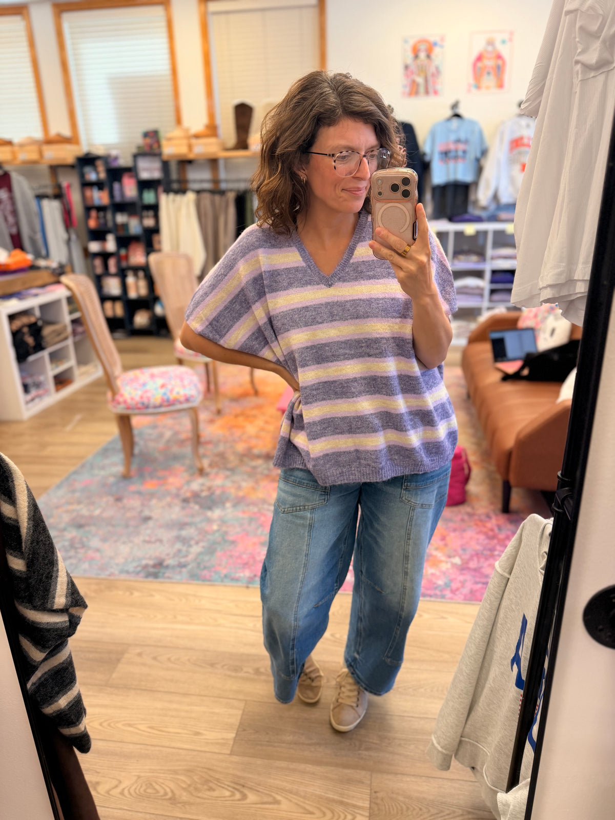 V Neck Boxy Sweater Top