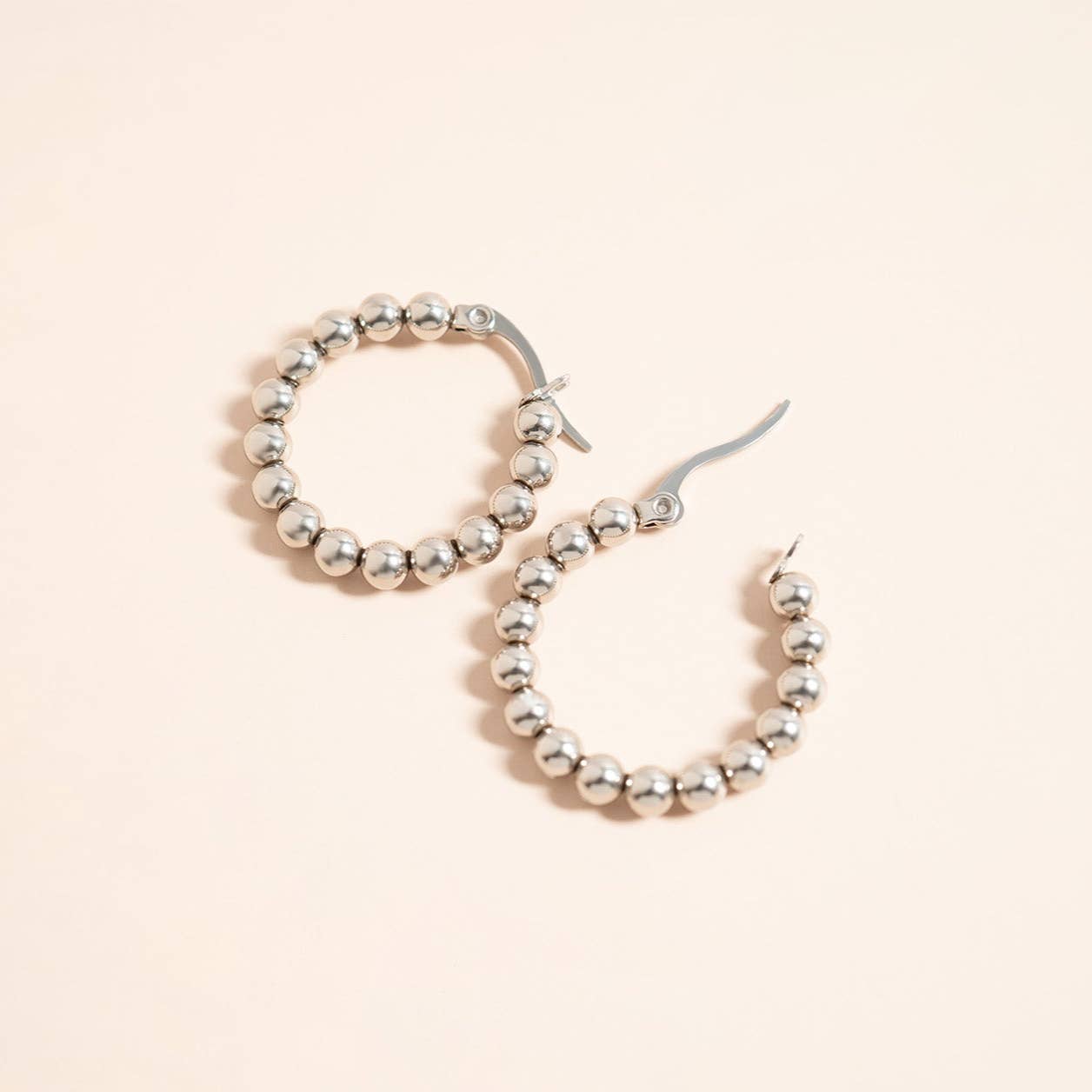 18K Gold Stainless Steel Circle Ball Hoop Earrings