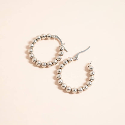 18K Gold Stainless Steel Circle Ball Hoop Earrings