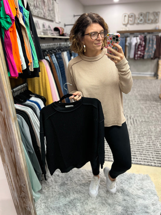 Long Sleeve Ribbed Basic Tee