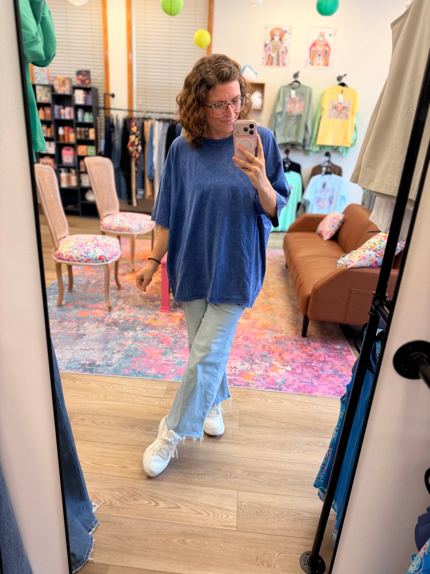 Acid Wash Oversized Lightweight T-Shirt-Note sizing