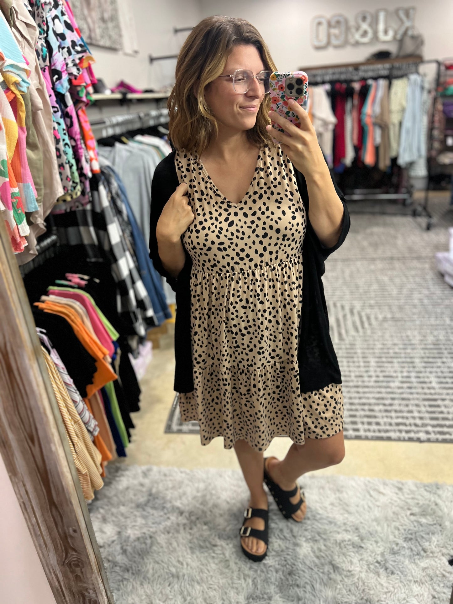 Khaki Dots Tank Dress/Tunic