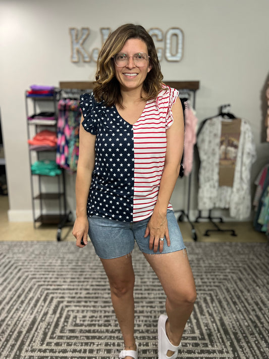 Stars, Stripes and Ruffles Top