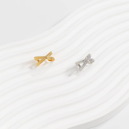 18K Gold PVD Stainless Steel Cross Over Toe Ring