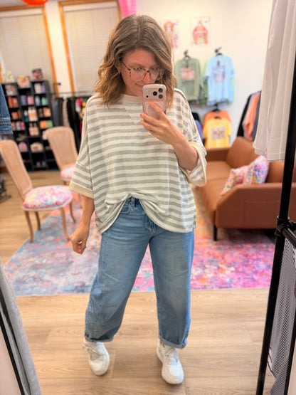 Cozy Stripe Oversized Crew Tee