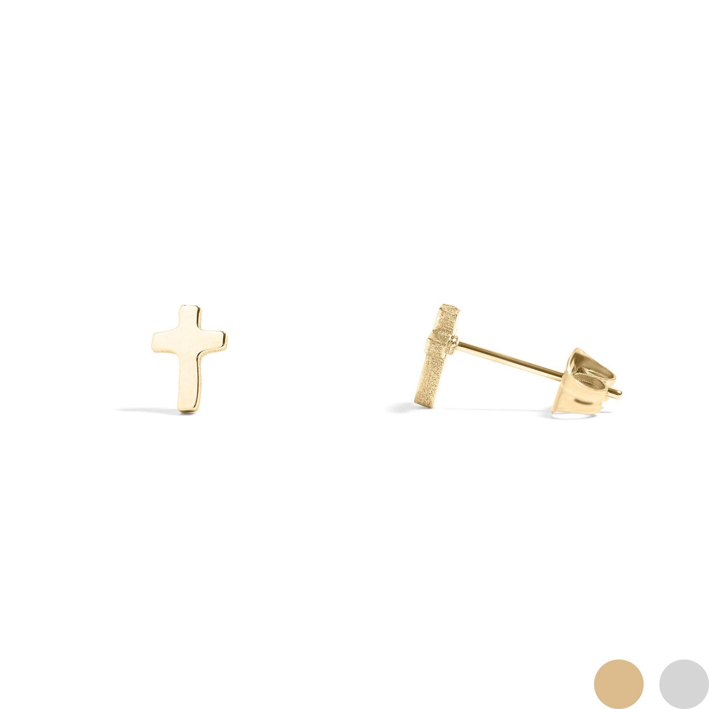18K Gold Stainless Steel Cross Stud Earrings