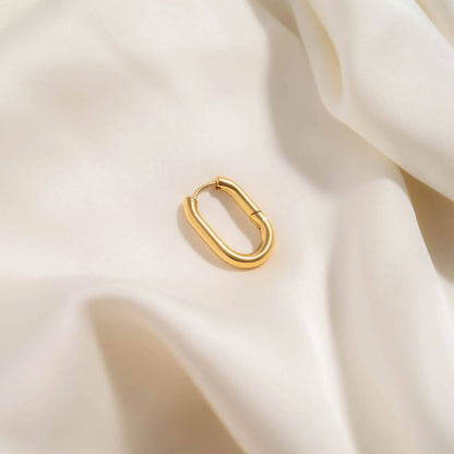 18K Gold Stainless Steel Oval Huggie Earrings