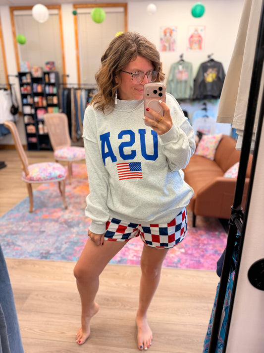 Reversible Mock Neck Americana Sweatshirt