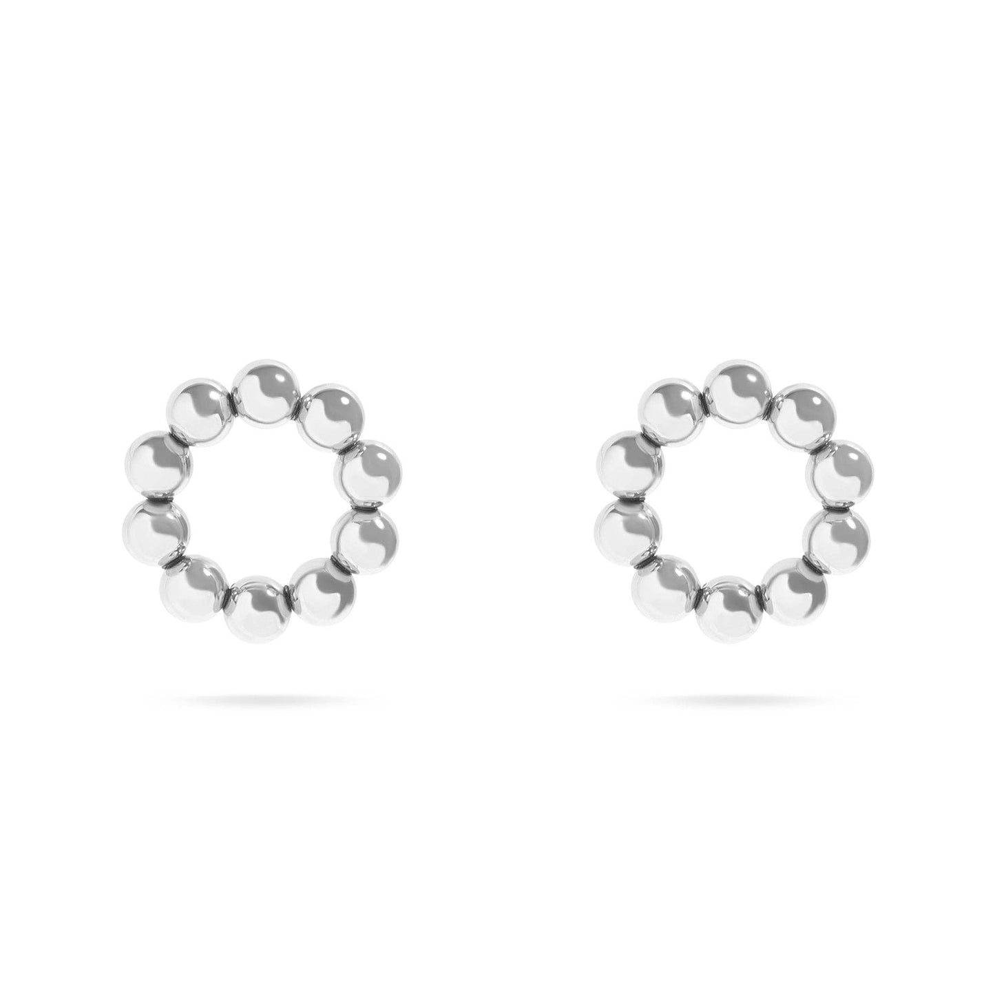 18K Gold Stainless Steel Circle Ball Stud Earrings