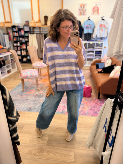 V Neck Boxy Sweater Top