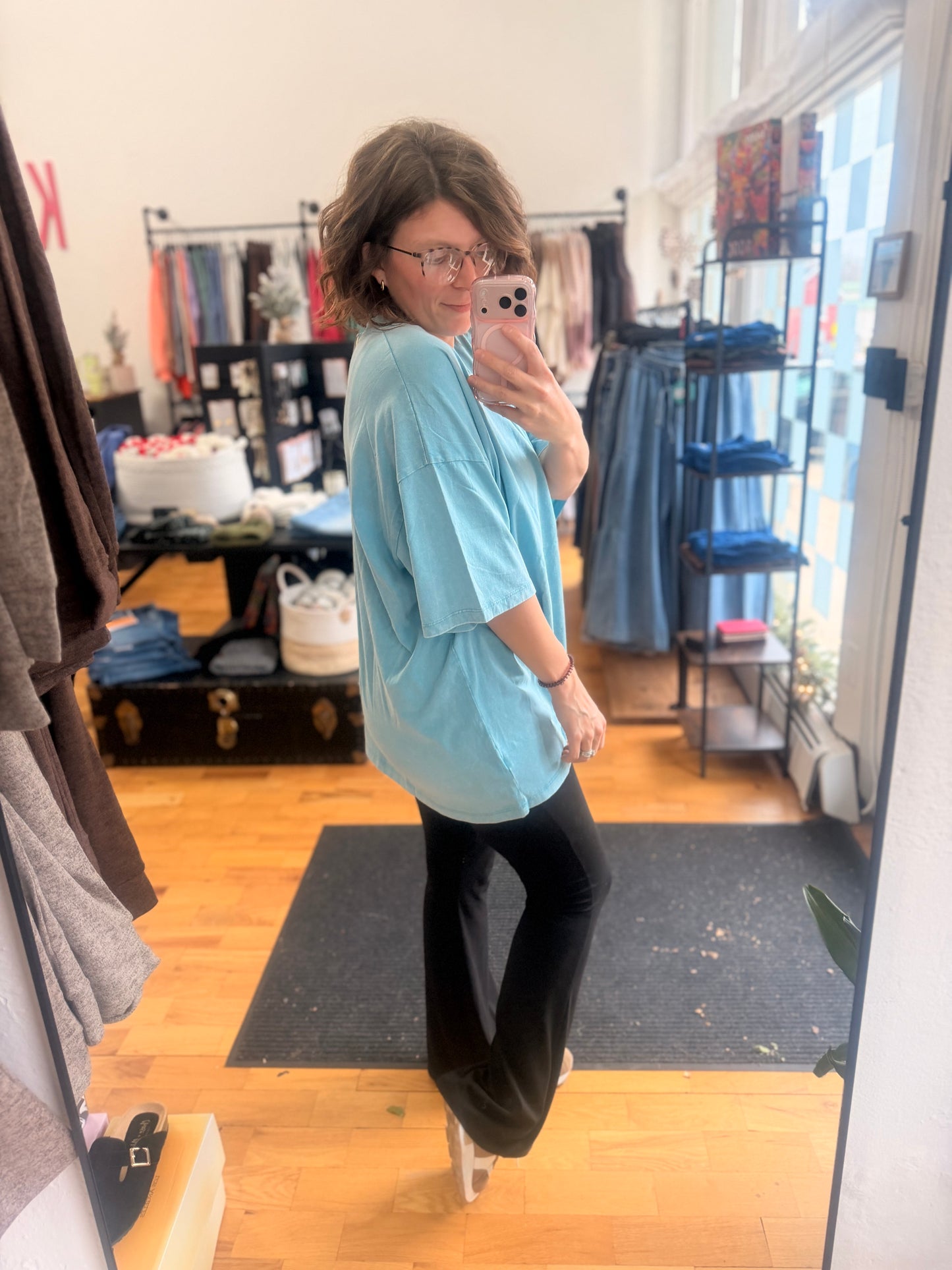 Acid Wash Oversized Lightweight T-Shirt-Note sizing