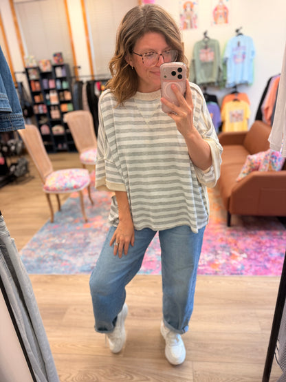 Cozy Stripe Oversized Crew Tee