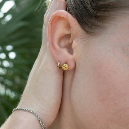 18K Gold Stainless Steel CZ Mini Huggie Earrings