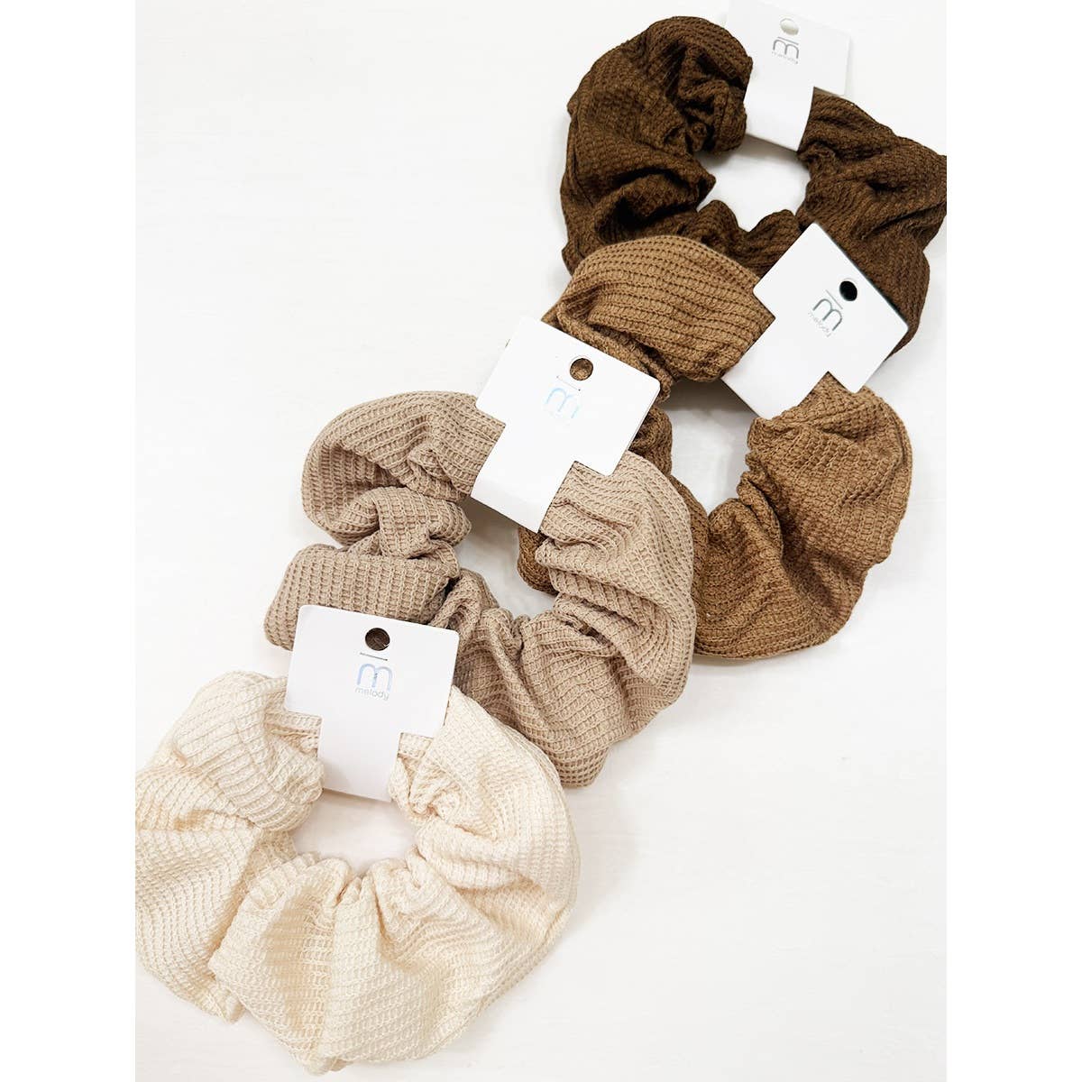 Neutral Tone Waffle Scrunchies