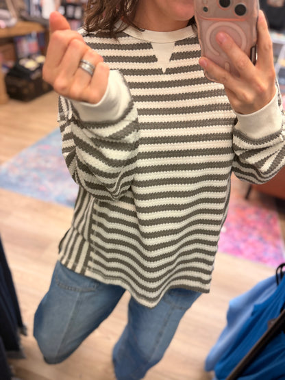 Stripe Waffle Top