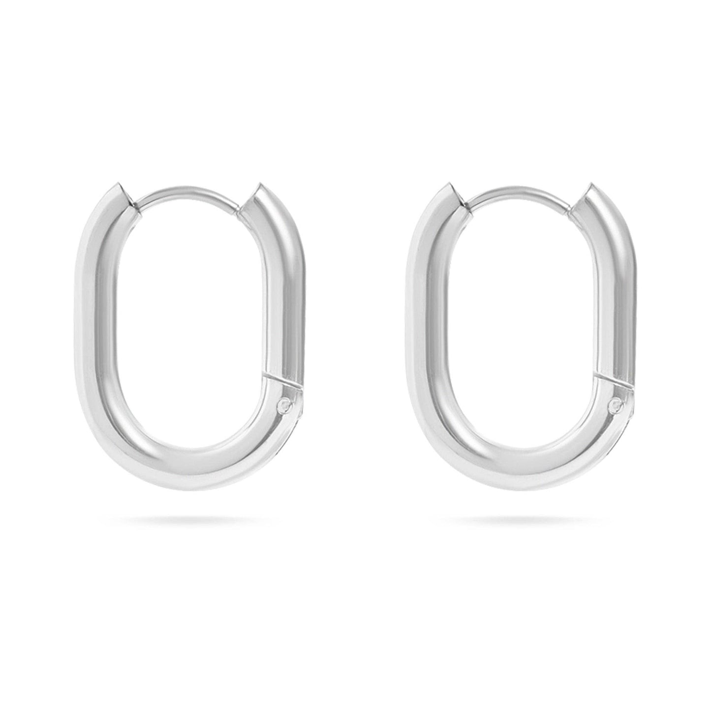 18K Gold Stainless Steel Oval Huggie Earrings
