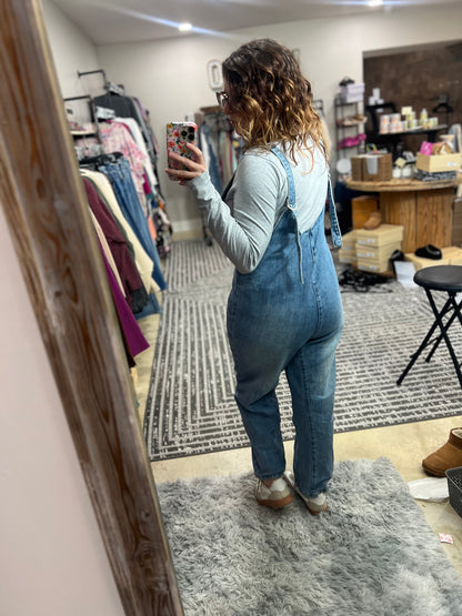 Denim Adjustable Strap Baggy Jumpsuit