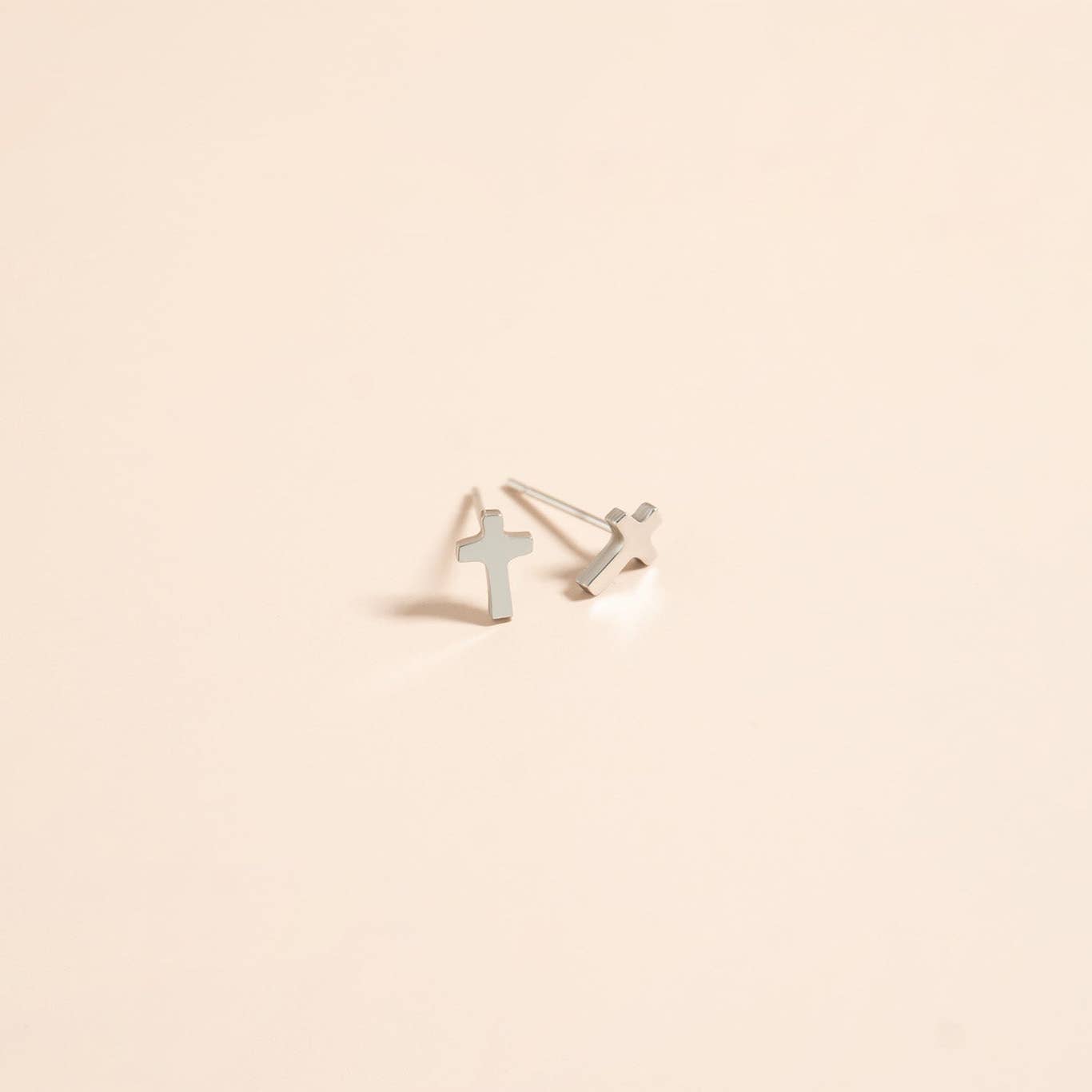 18K Gold Stainless Steel Cross Stud Earrings