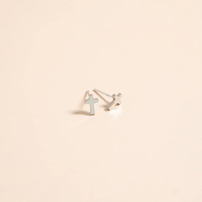 18K Gold Stainless Steel Cross Stud Earrings
