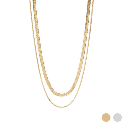 Layered Chain Necklace 18K Gold PVD Stainless Steel