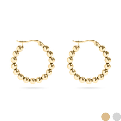 18K Gold Stainless Steel Circle Ball Hoop Earrings