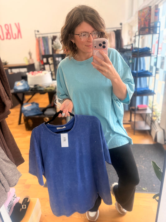 Acid Wash Oversized Lightweight T-Shirt-Note sizing