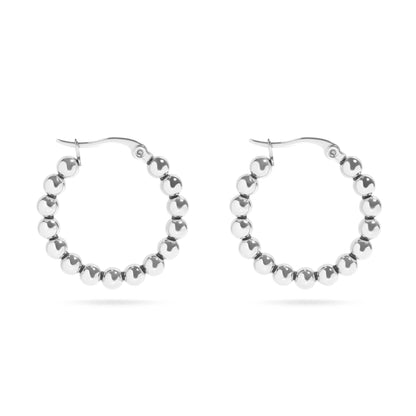 18K Gold Stainless Steel Circle Ball Hoop Earrings