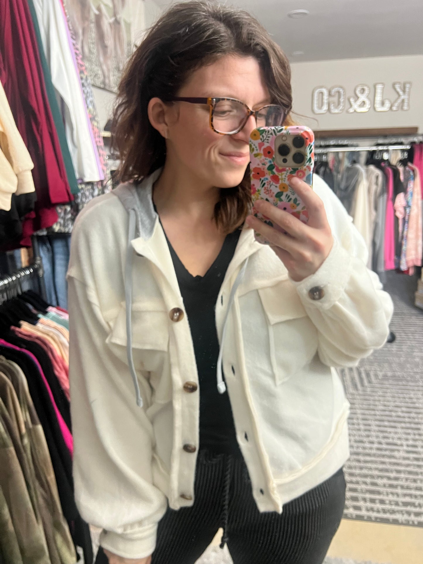 Soft Semi Crop Oversized Jacket -Cream