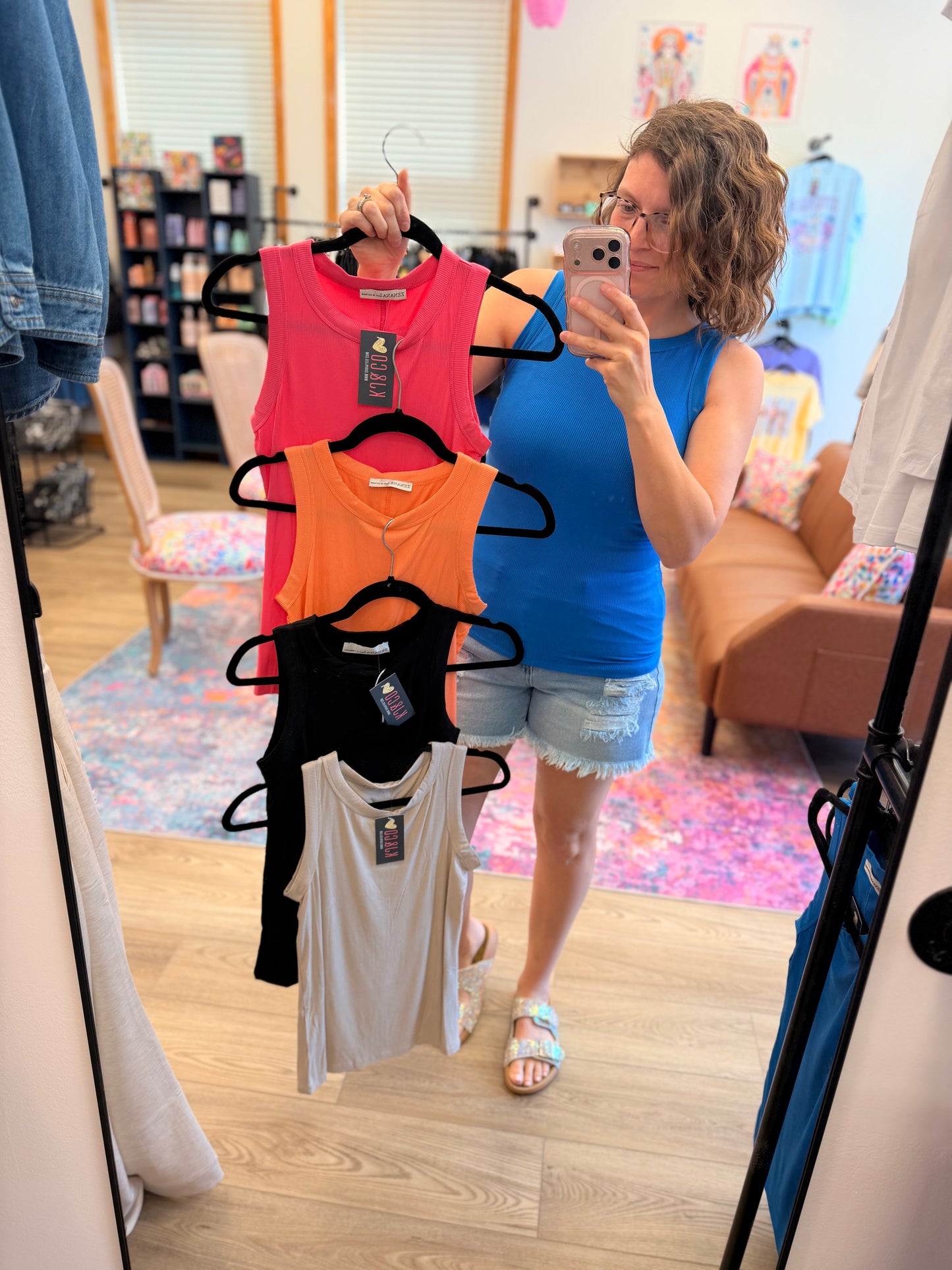 Ribbed High Neck Tank