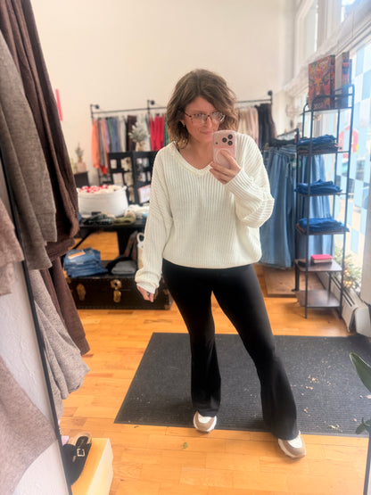 Oversized V-Neck Knit Sweater