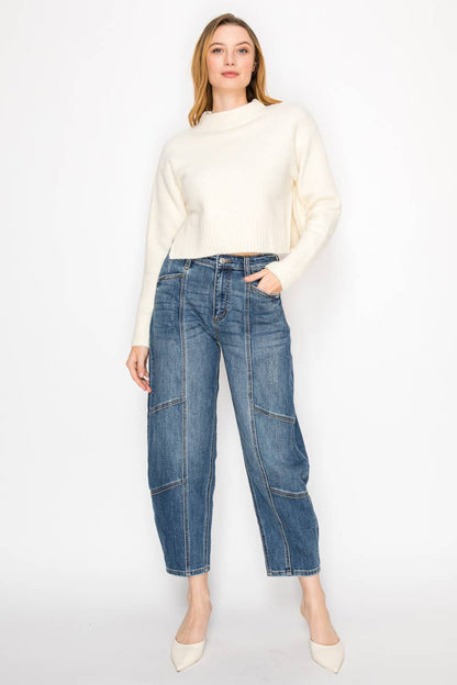 High Rise Tapered Barrel Jean
