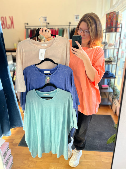 Acid Wash Oversized Lightweight T-Shirt-Note sizing