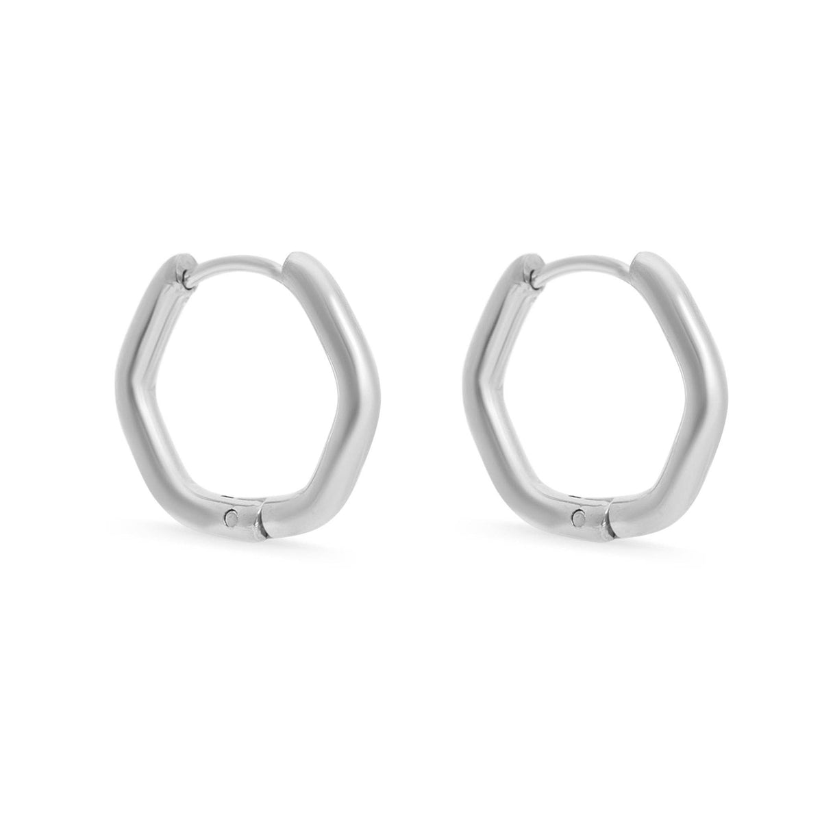 Geometric Huggie Hoop Earrings 18K Gold PVD Stainless Steel