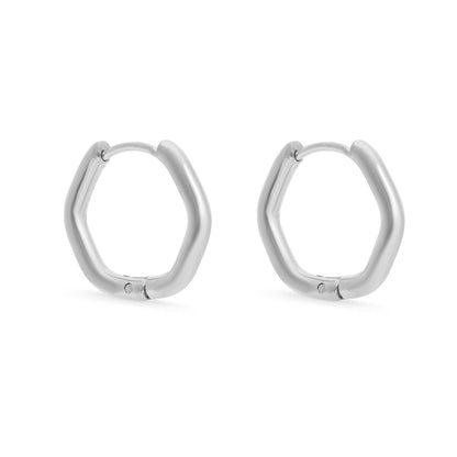 Geometric Huggie Hoop Earrings 18K Gold PVD Stainless Steel