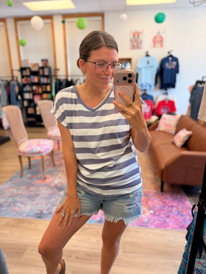 Lavender Lines V-neck
