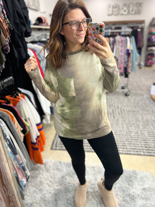 Tie Dye Pocket Sweatshirt Top