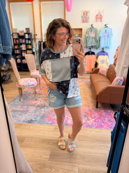 Patchwork Floral Mixed Print Top
