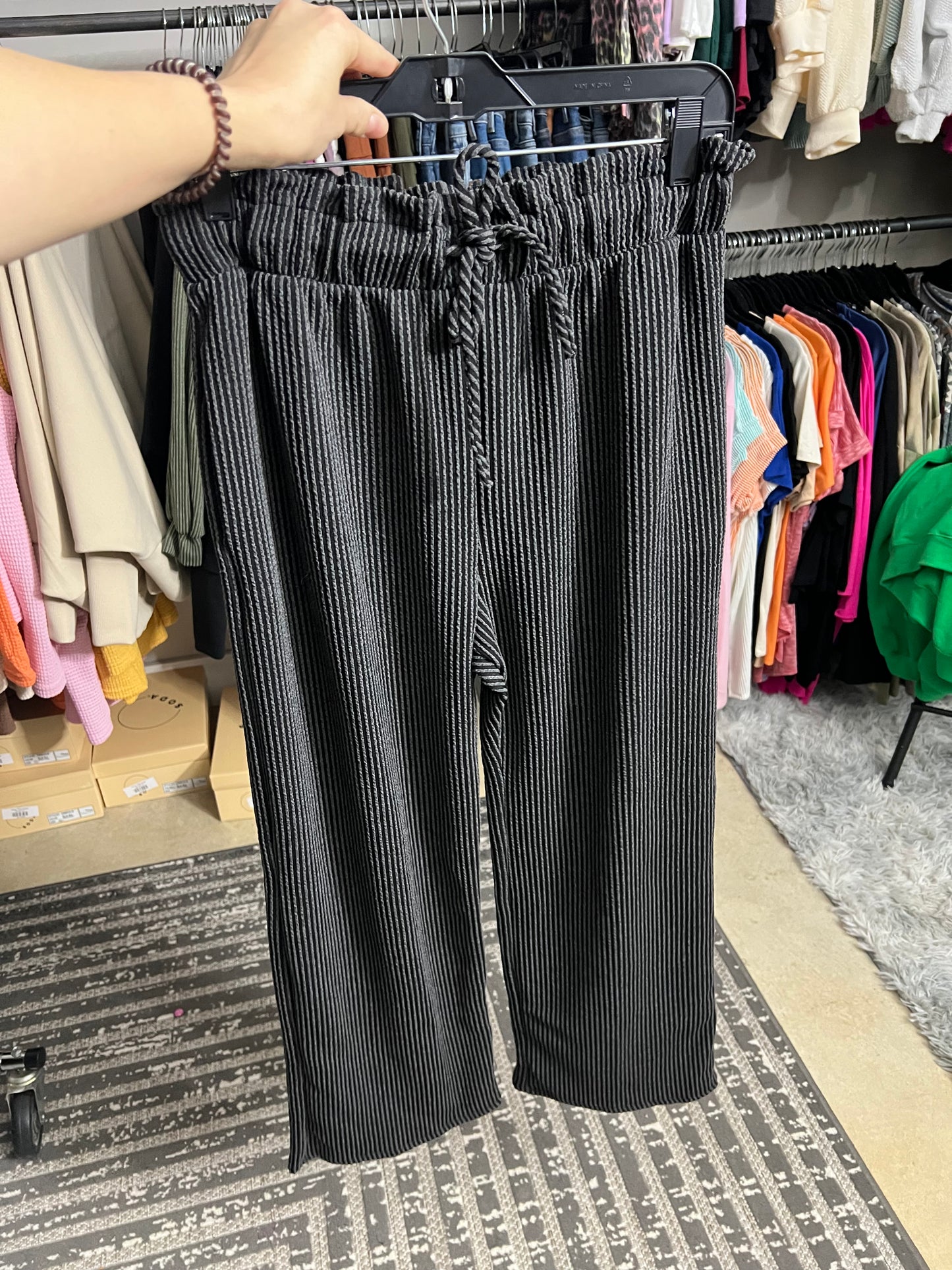 Casual Ribbed Paperbag Pant