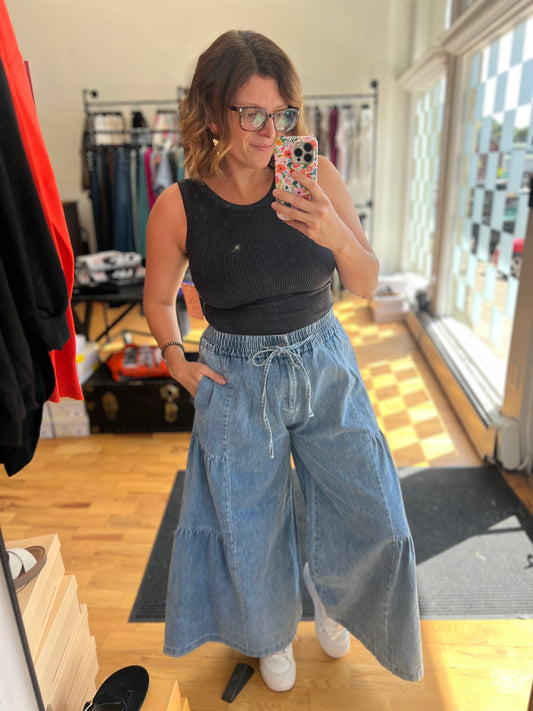 Palazzo Panel Stitch Jeans