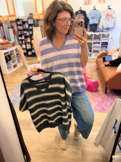 V Neck Boxy Sweater Top