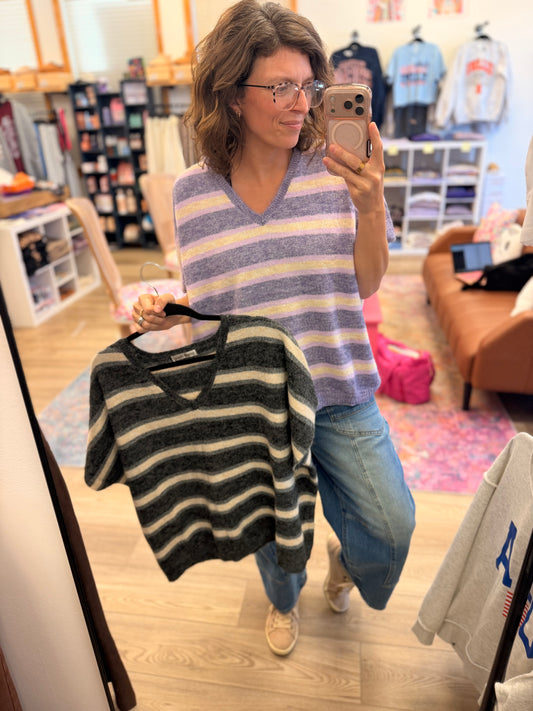 V Neck Boxy Sweater Top