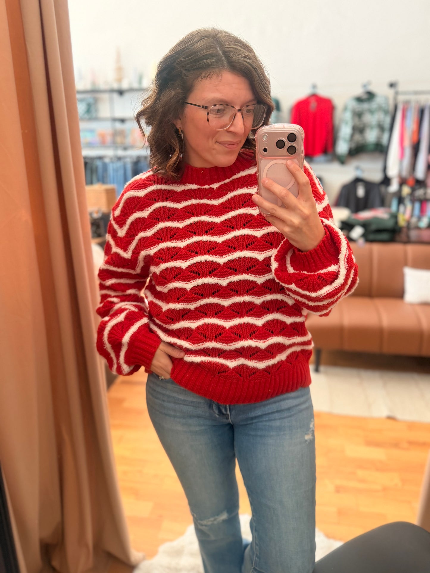 Red Ripple Sweater