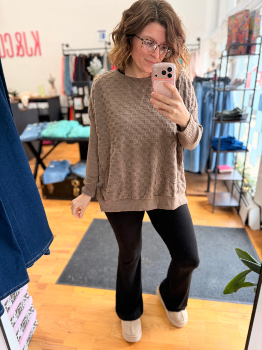 Textured Touch Hacci Top With Pockets