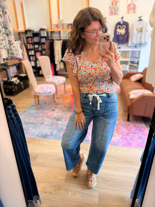 Risen Slouchy Tie Barrel Jeans